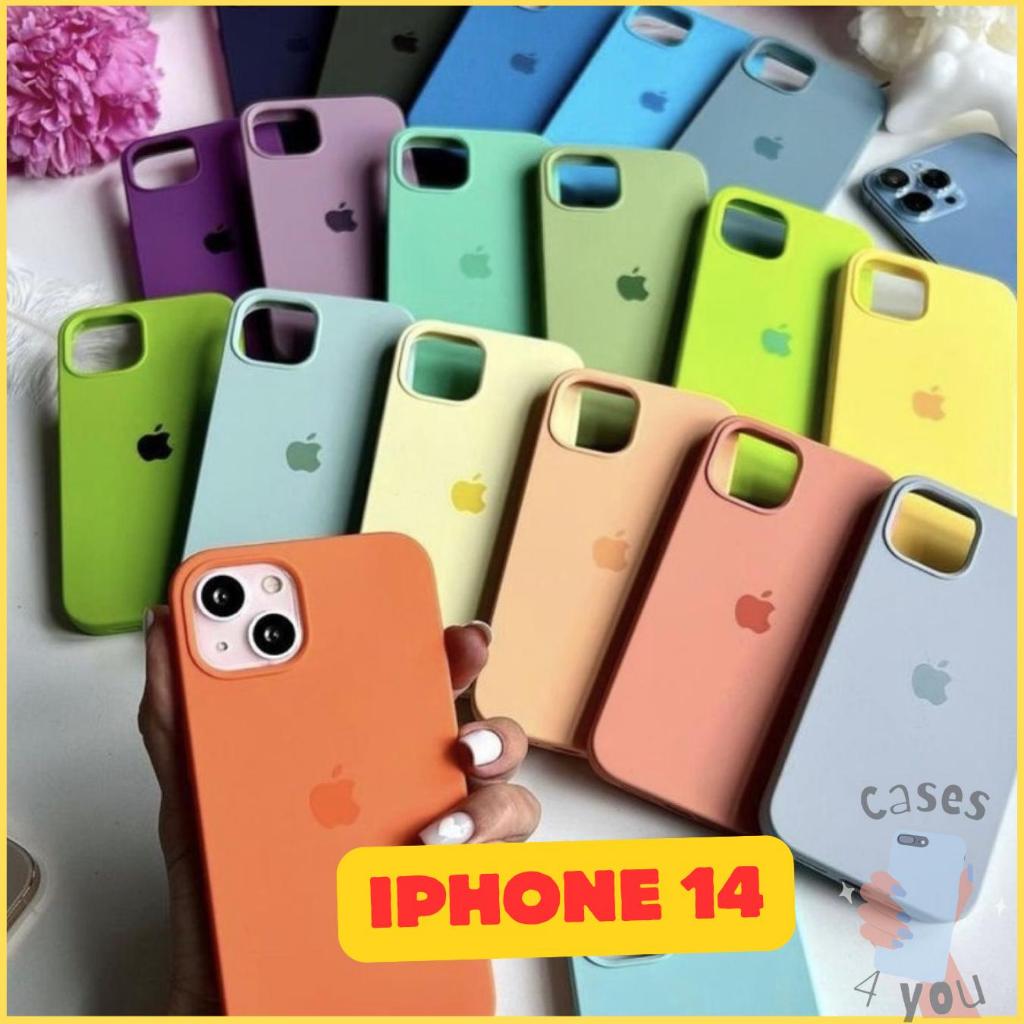 Kit iPhone 14 Capa Capinha Case + Película 3D Cerâmica Privacidade Silicone Aveludada Protetora Logo