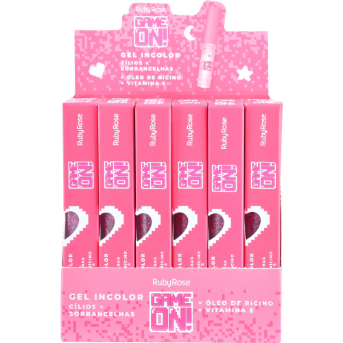 Box c/24 un. Máscara para Cilios e Sobrancelhas incolor - Game On - Hb509 - Gel Incolor Ruby Rose