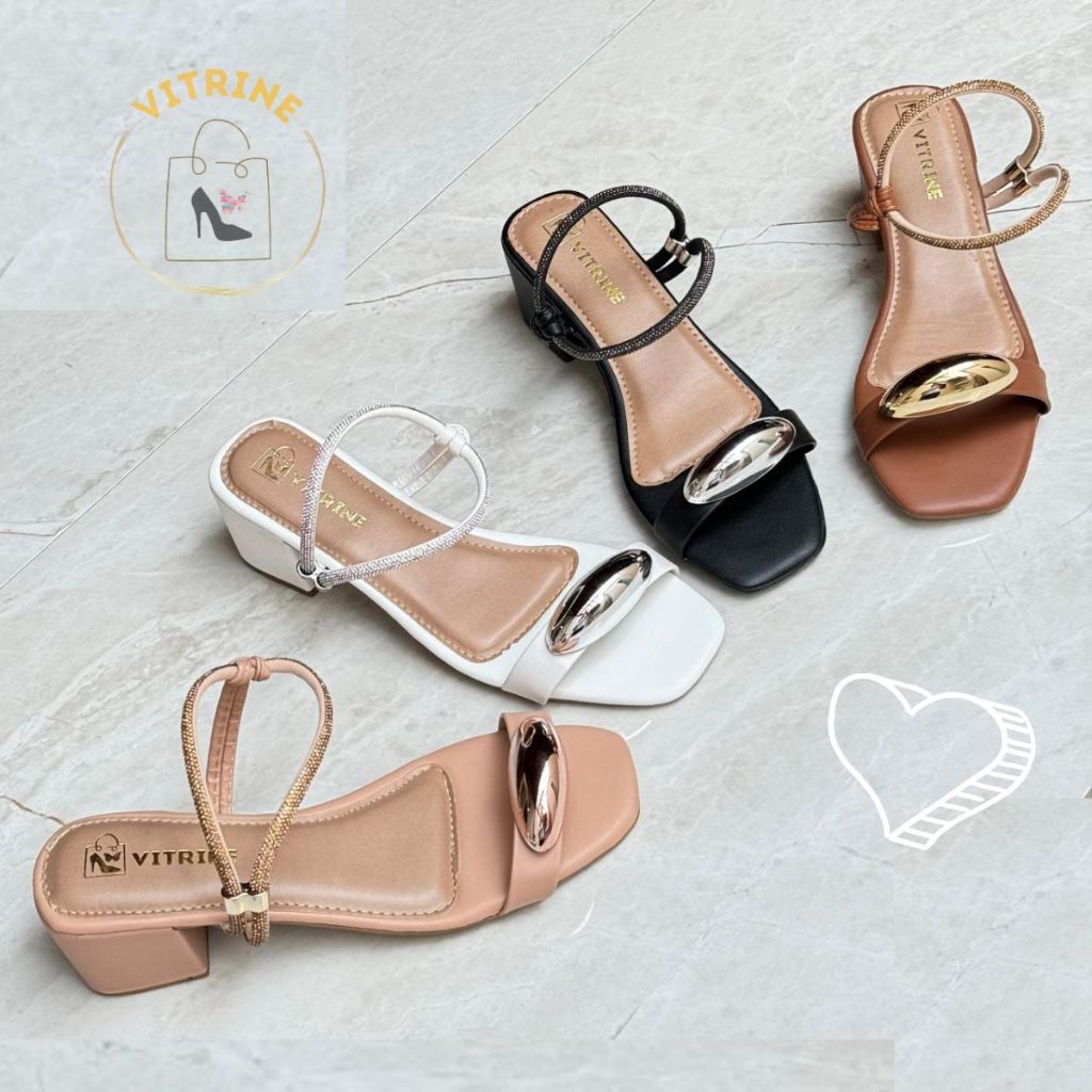 Sandália Feminina Strass Salto Medio Bloco Casual Enfeite Metalizado em Oferta na Shopee