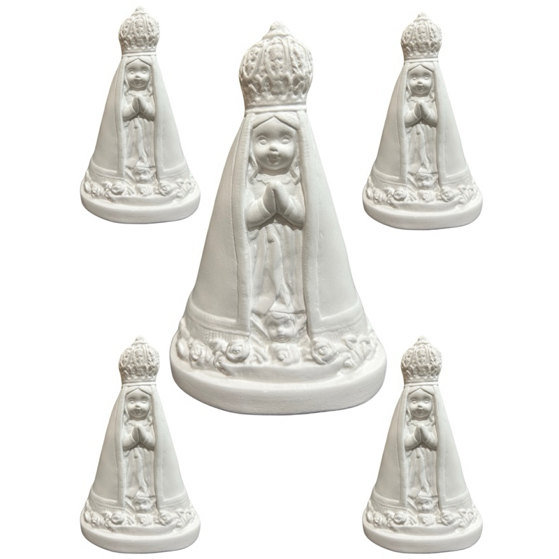 Kit 5 Imagem Nossa Senhora Aparecida baby 14cm em gesso cru