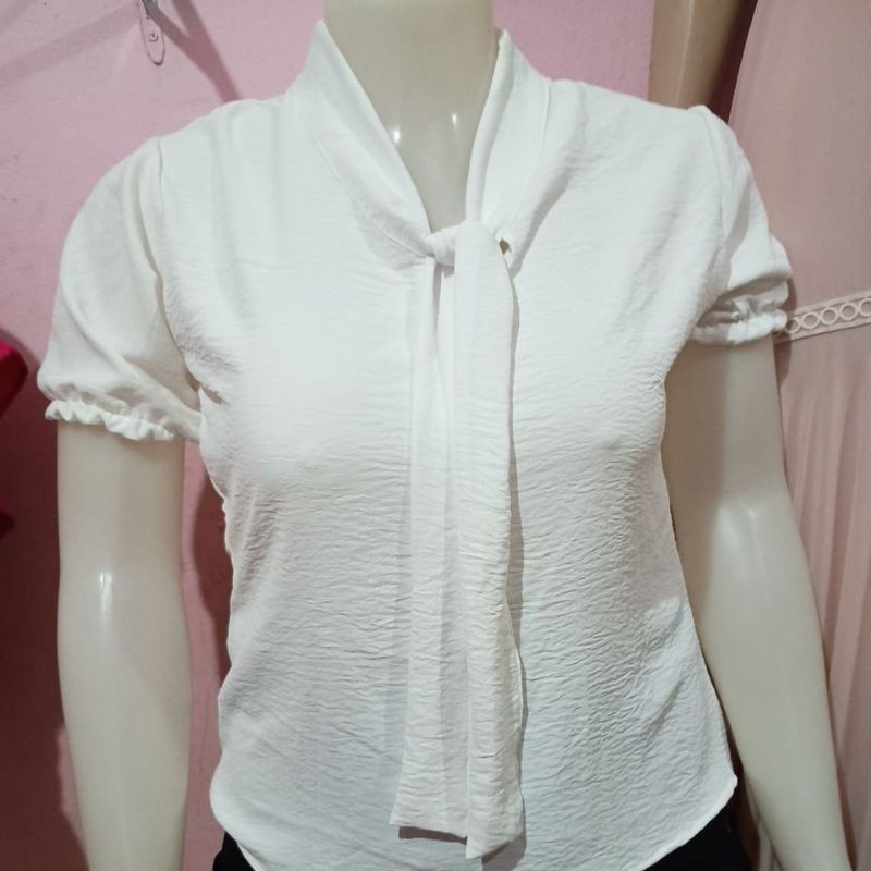 blusa laço manga curta tecido duna