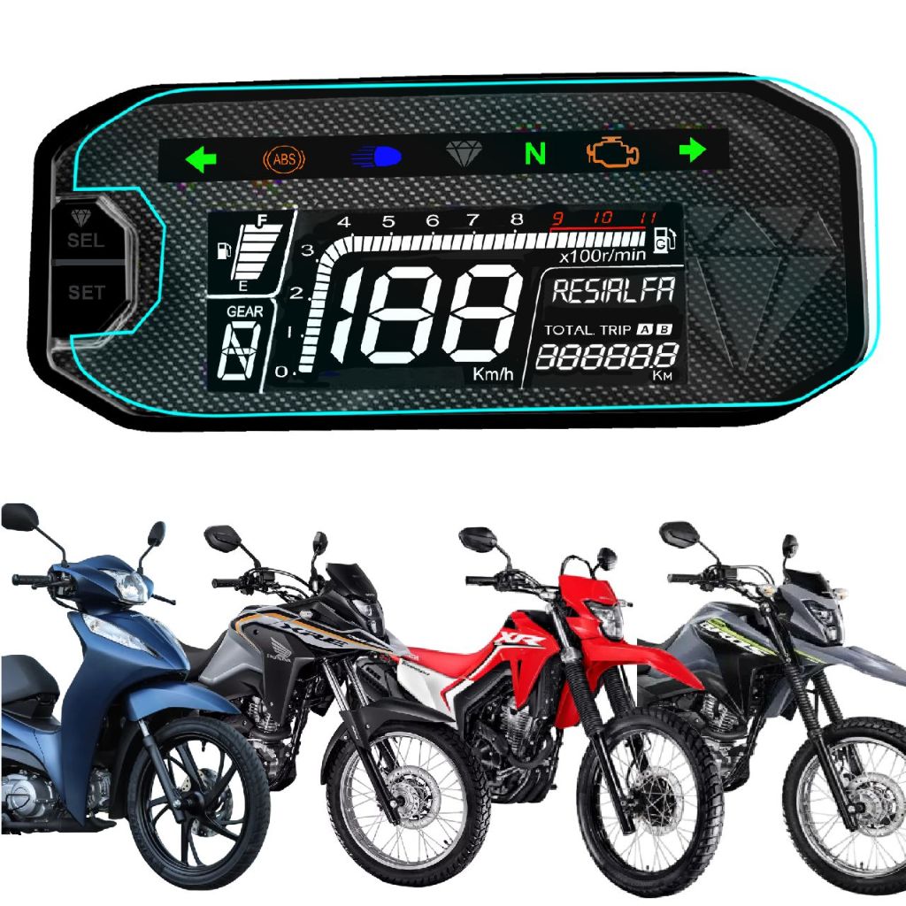 Película Protetora Painel Digital Brilho Honda Tornado 300 Biz 125 Xre 190 Bros Nxr 160 2025 2026