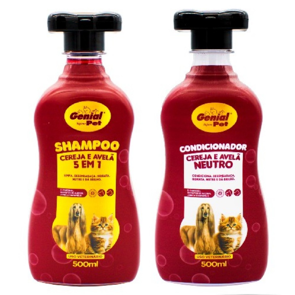 Kit Shampoo Banho e Tosa Genial, Condicionador Neutro Cereja e Avelã 500ml Cachorro Gato em Oferta na Shopee