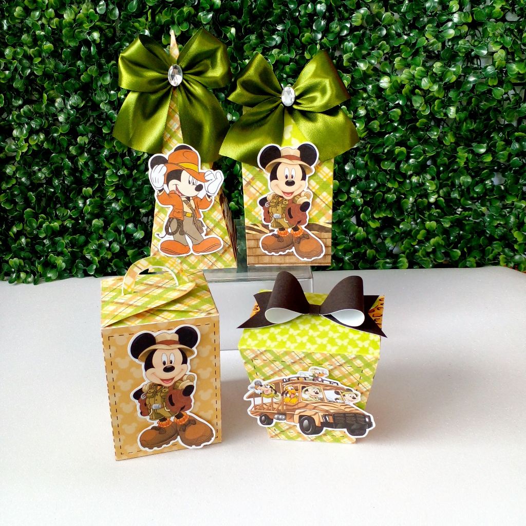 Kit Caixas Mickey Safari / Lembrancinhas Caixinhas para Festa / Kit Festa Mickey Safari / Aniversário