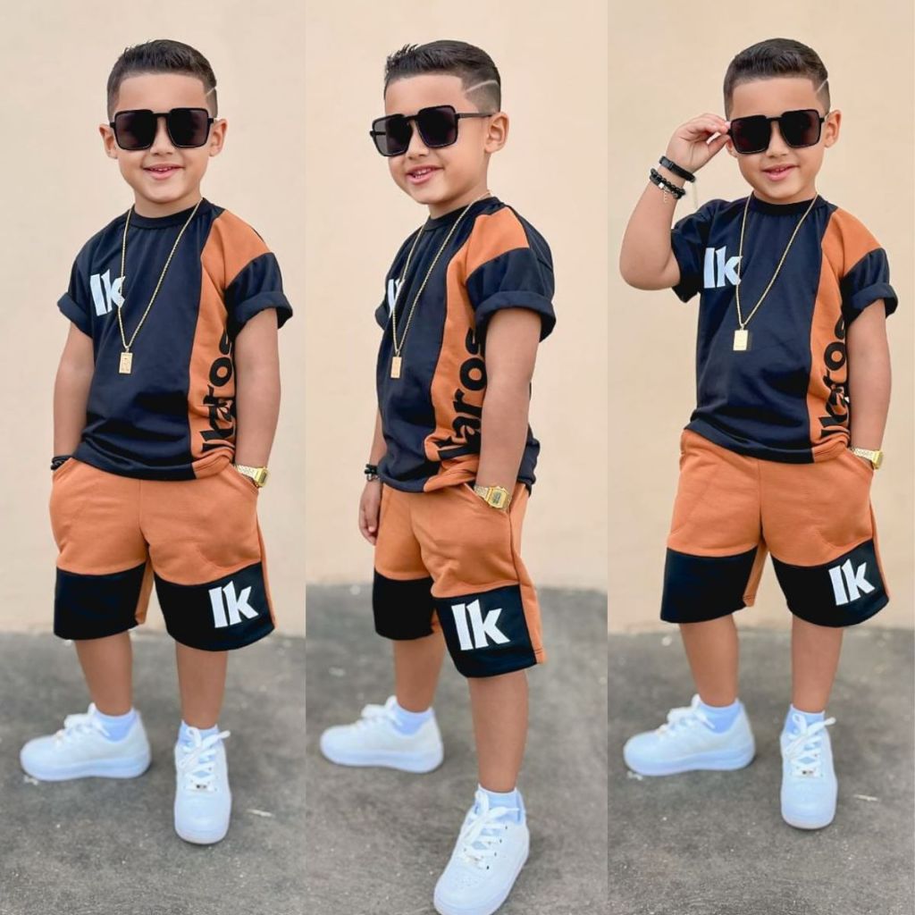 Conjunto Bermuda E Camiseta Juvenil 12 e 14 anos Conjunto Estiloso Para Meninos em Oferta