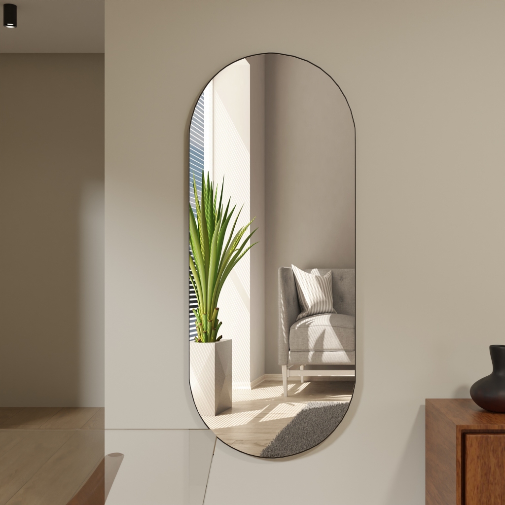 Espelho Oval Moldura Metal  115X60CM 150X60CM 170X70CM Corpo Inteiro Banheiro Quarto Sala Hall em Oferta na Shopee