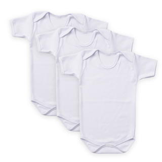 KIT 3 PEÇAS BODY BEBÊ  BRANCO SUEDINE 100% ALGODÃO em Oferta na Shopee