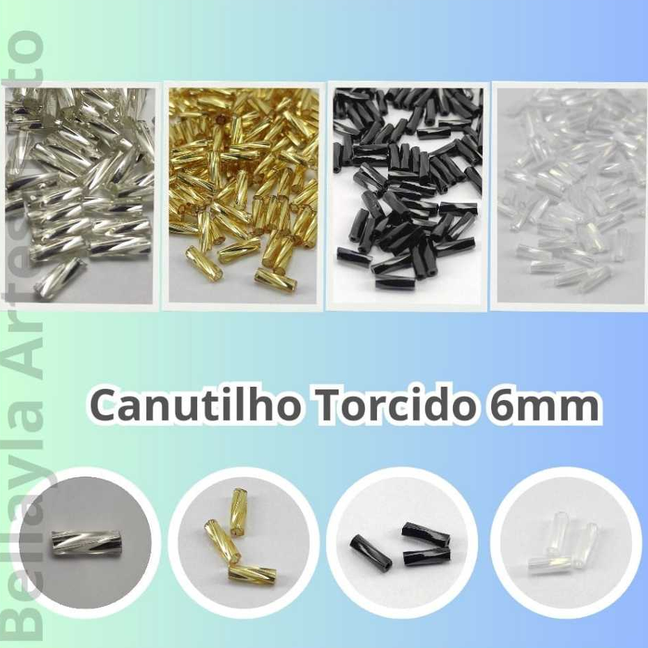 Canutilho Torcido Cristal Arco Íris/ Prata Transp. tam. 6mm em Oferta na Shopee