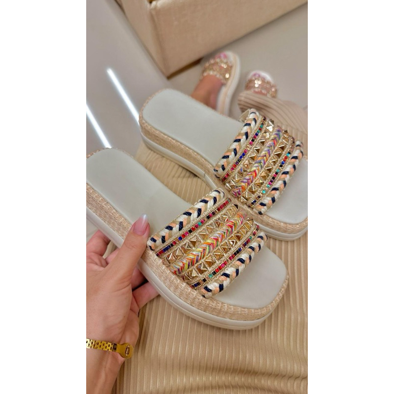 Sandália Feminina Flatform Plataforma Tamanco Boho Chic Estilo Artesanal