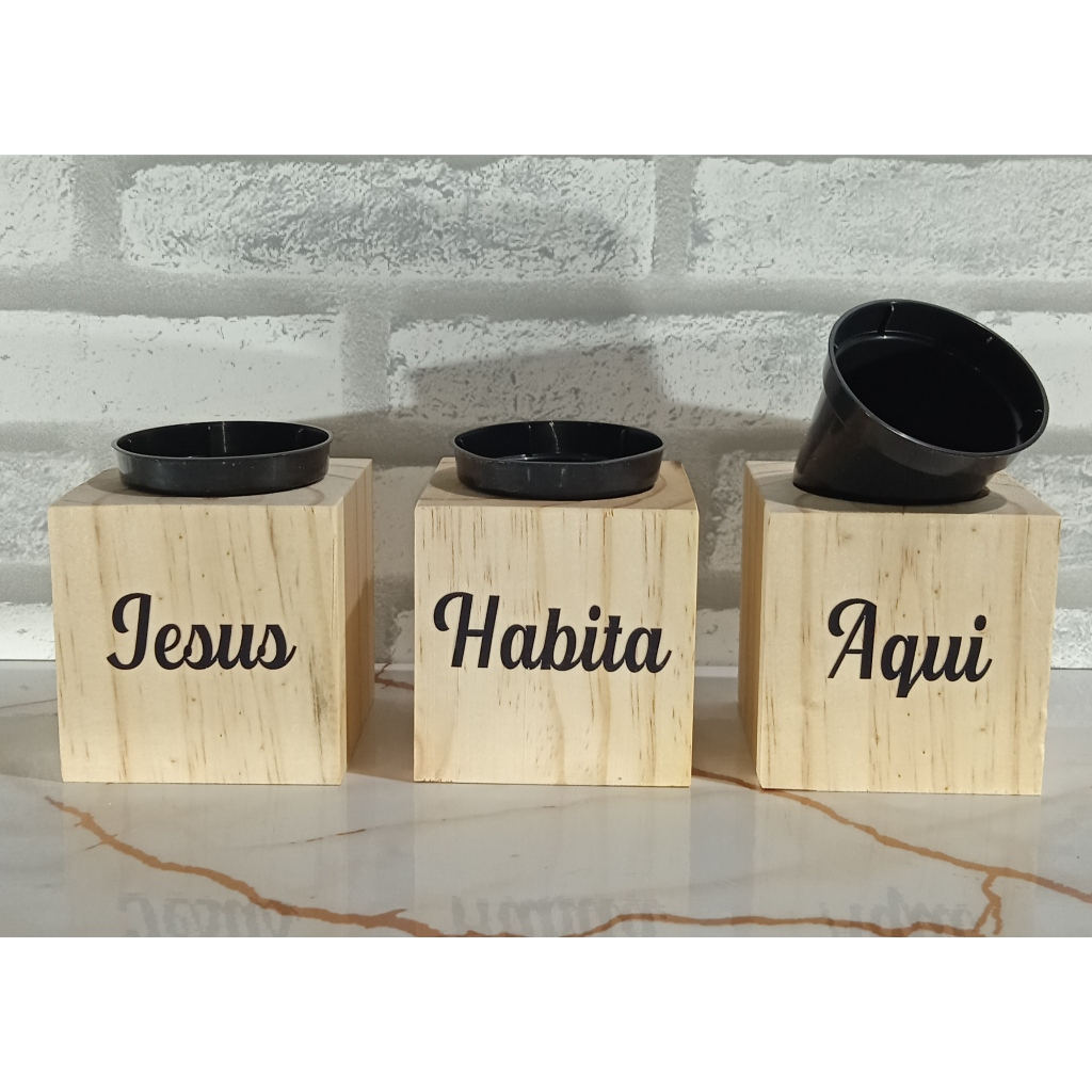 trio de vasos de madeira pinus p/ artesanato mini vasos suculentas