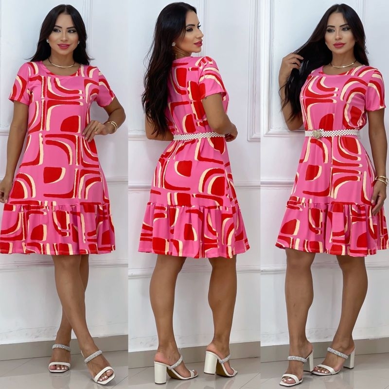 Kit Com 2 Vestidos Evangélico Estampado De Babado Feminino, Super Confortável, Moda Feminina (Leia a Descrição) em Oferta na Shopee