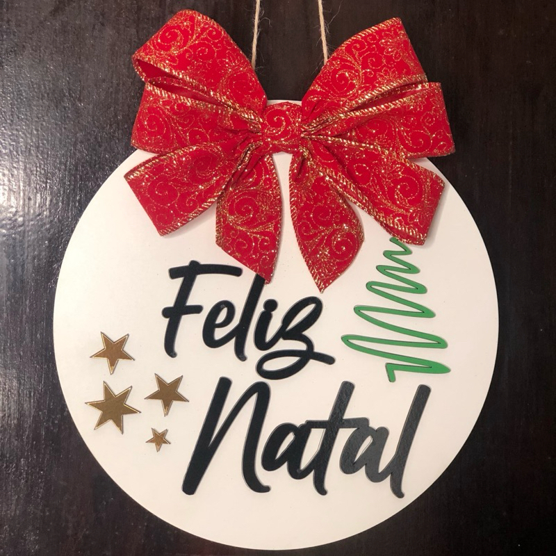 Guirlanda de Natal em MDF Enfeite de Natal Decoração Natalina Feliz Natal Árvore de Natal
