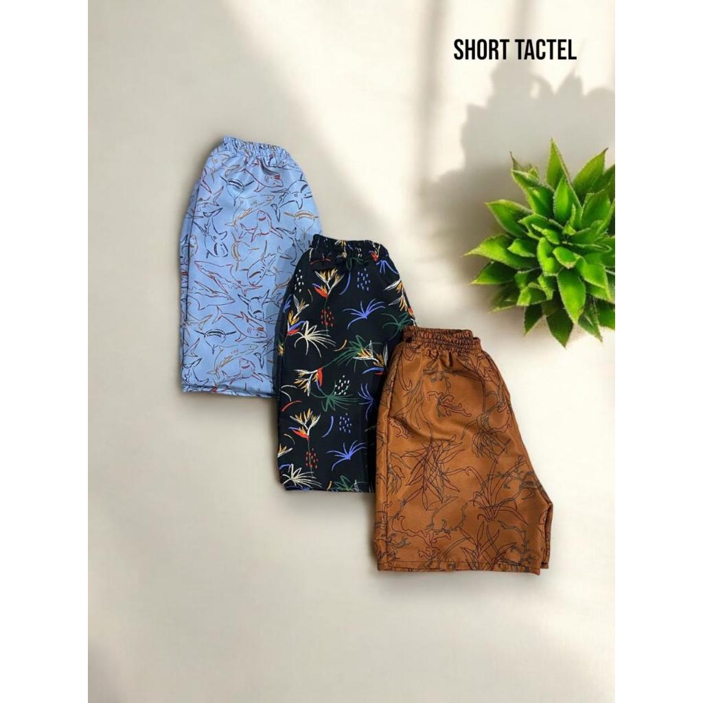 Kit 3 Shorts Tactel Estampado Infantil Praia Juvenil Menino