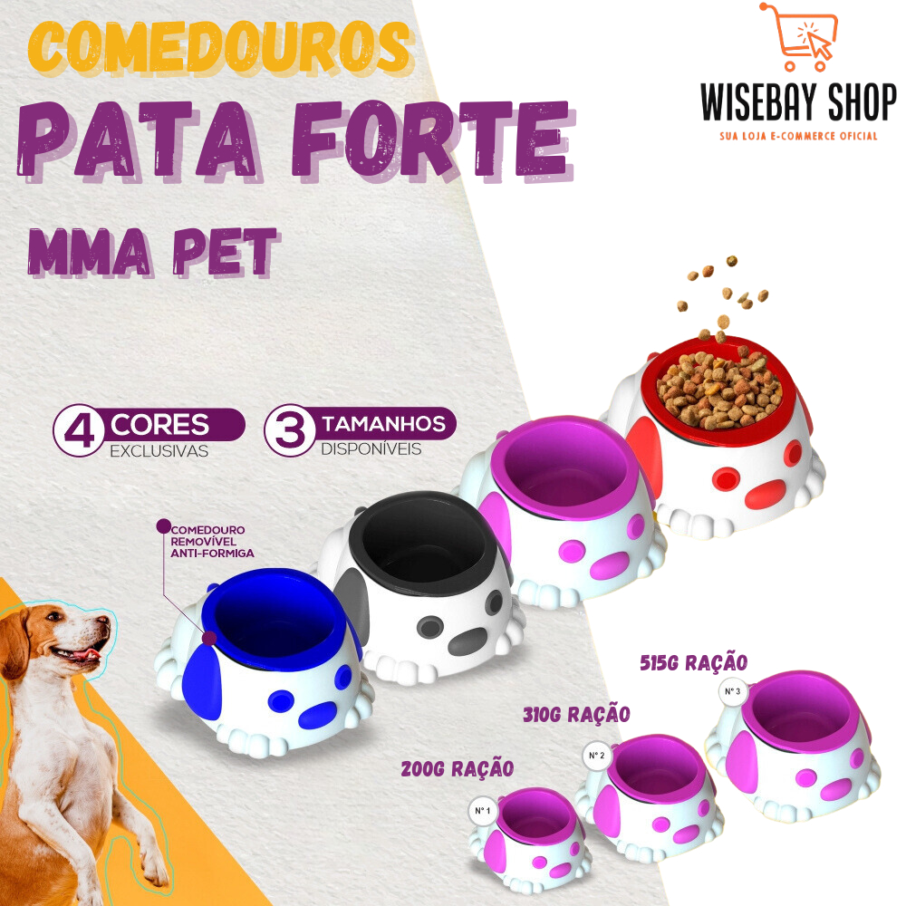 Comedouro Pata Forte Antiformigas e Antiderrapante para Cães e Gatos