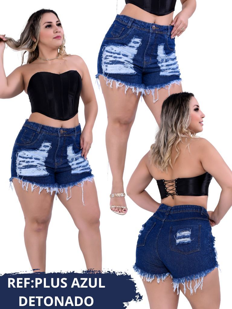 Short Jeans Plus Size Hot Pants Vários Modelos azul Bermuda em Oferta na Shopee