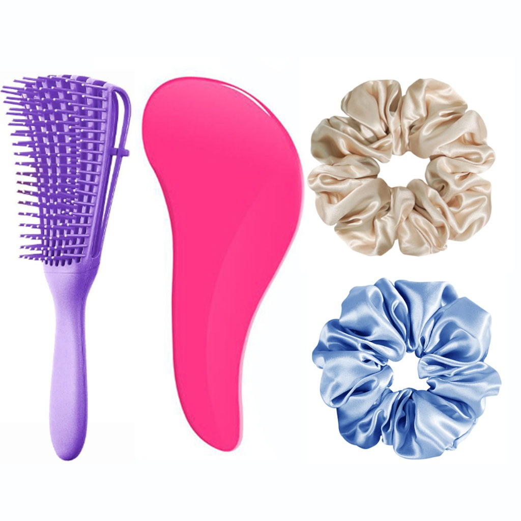 Escova Mágica e Escova Polvo para Cabelos Lisos e Cacheados 2 Unidades de Xuxinha de Cetim para Cabelos kit Antifrizz