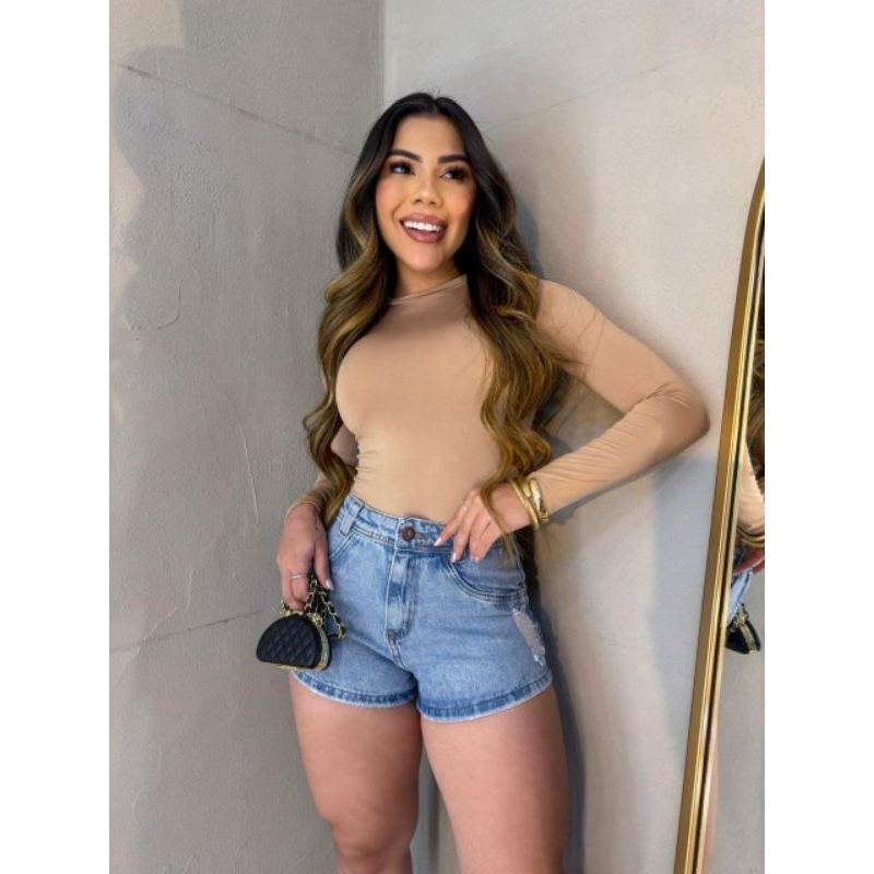 Lindo Shorts Jeans Cintura Alta Barrinha Luxo em Oferta na Shopee