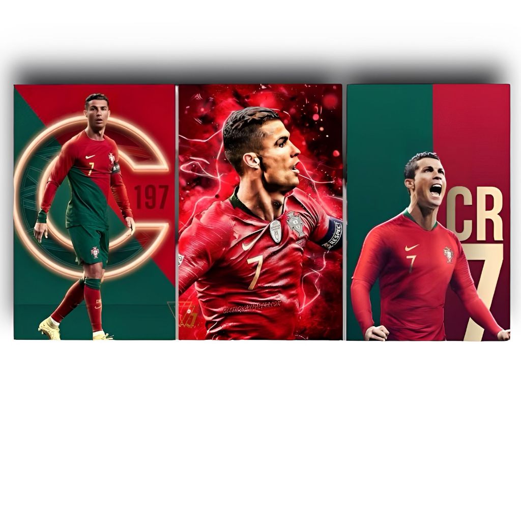 Kit 3 Quadros Decorativos CR7 Cristiano Ronaldo Jogador Excelente Qualidade
