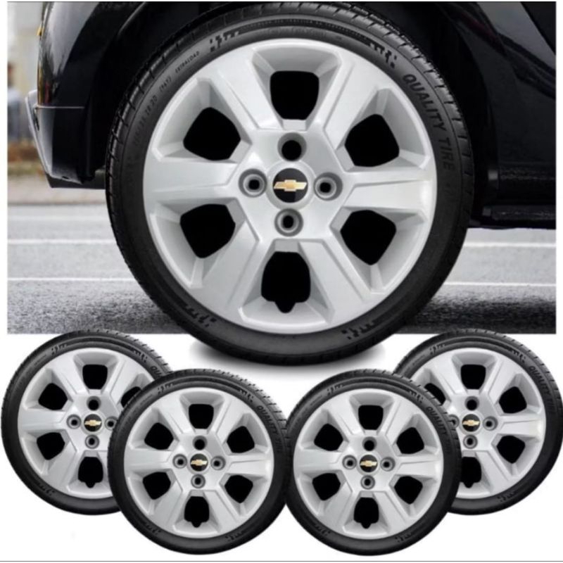 Jogo 4 calotas Aro 15 Montana Agile Corsa com emblemas