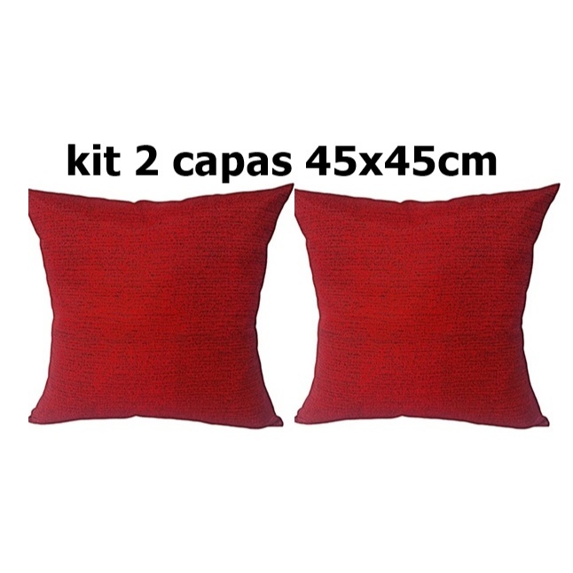 Kit 2 capas almofadas vermelhas 45x45 cm com ziper escondido