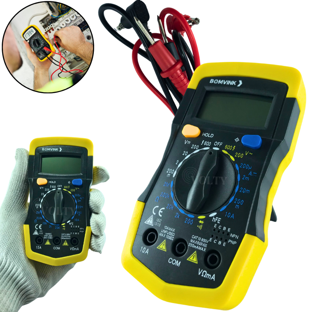 Multímetro Digital Profissional Iluminação Bipe Bateria E Pontas em Oferta na Shopee