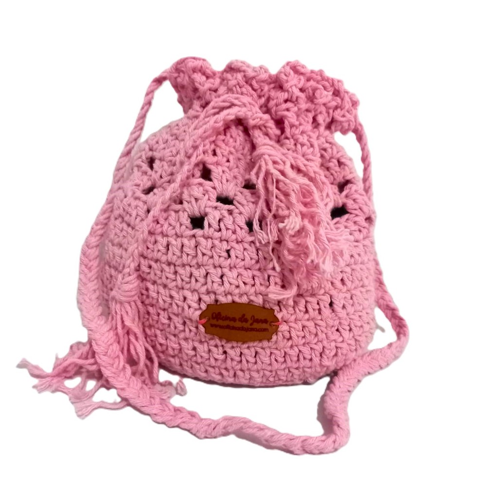 Bolsa Saco de Crochê Pequena Transversal Média Praia Casual Várias Cores Adulto Infantil Feminina