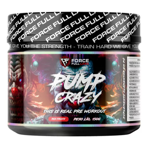 Pré Treino 150g Pump Crazy Beta Alanina, Cafeína, Taurina, Arginina Sabor Frutas Vermelhas - Force Full Labz