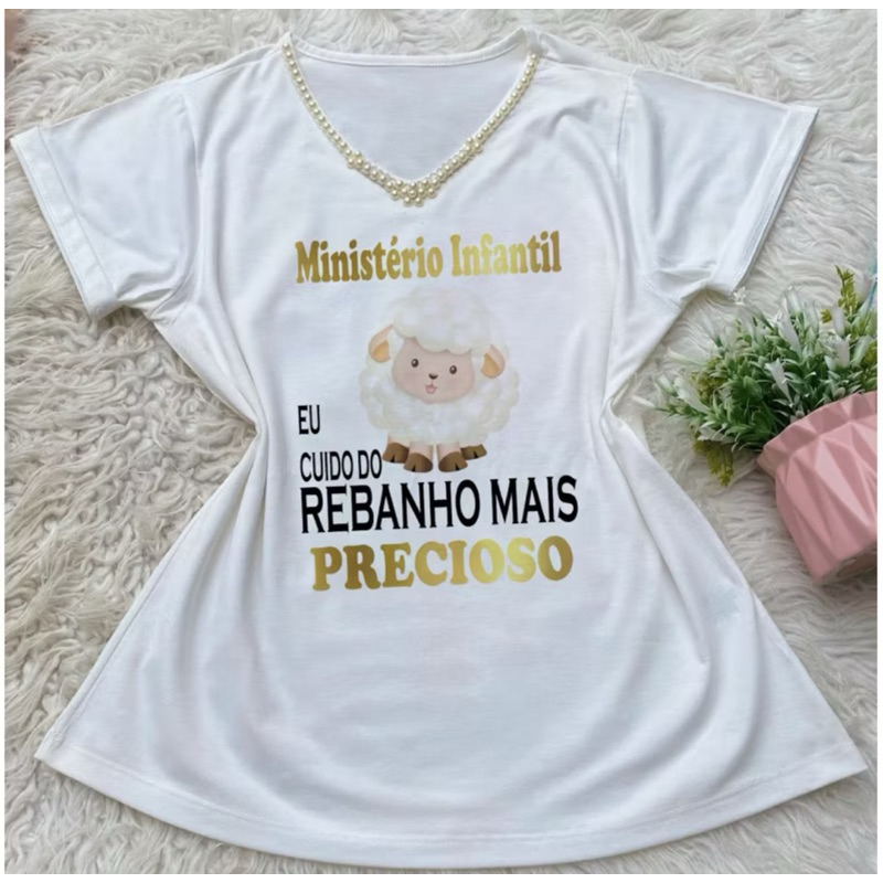 Camisa Ministério Infantil/Jesus/eu cuido de um rebanho/Meu alvo é o céu em Oferta na Shopee