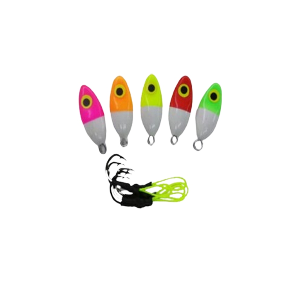 Kit Micro Jig Slow Baby 13 G c/ suporte hook - 5 unidades Robalo-Corvina-Pampo-Tucunaré