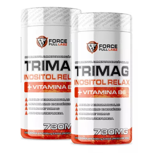 Kit 2x Tri Magnésio 3 Magnésio - Bisglicinato De Magnésio, Malato De Magnésio, Taurato De Magnésio, Vitamina B6, Inosito