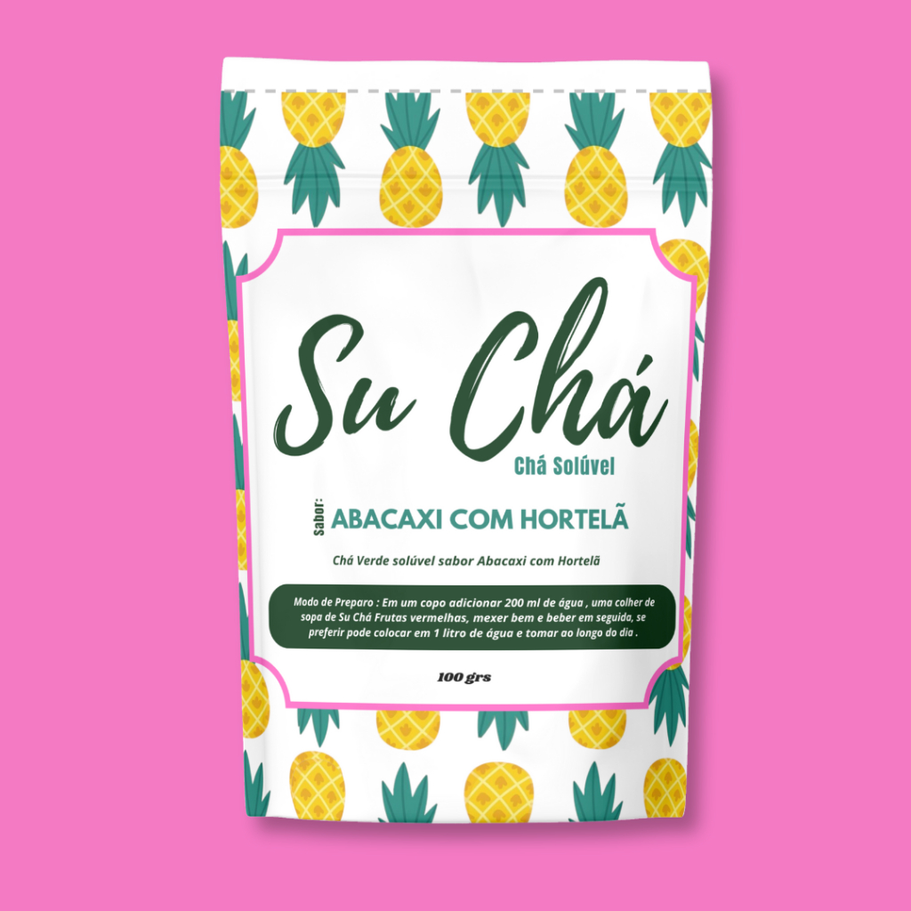 Chá detox Sabor Abacaxi com Hortelã Solúvel , Chá verde Desincha dia ou noite uma maravilha