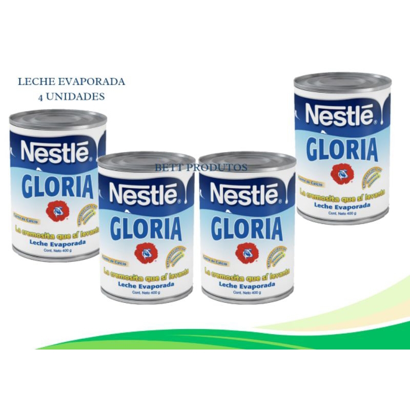 LECHE EVAPORADA NESTLÉ GLÓRIA 395gr _ 4 UNIDADES