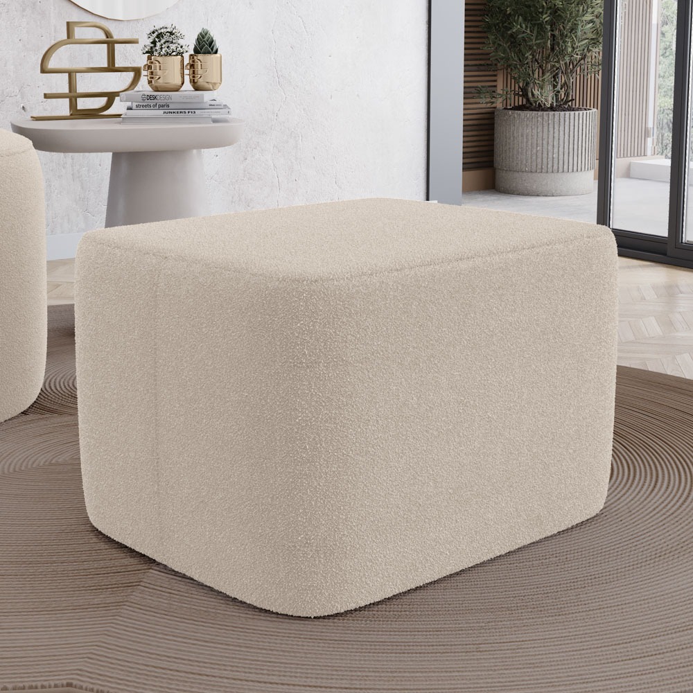 Puff Decorativo Living Yumi 60cm Retangular Bouclé