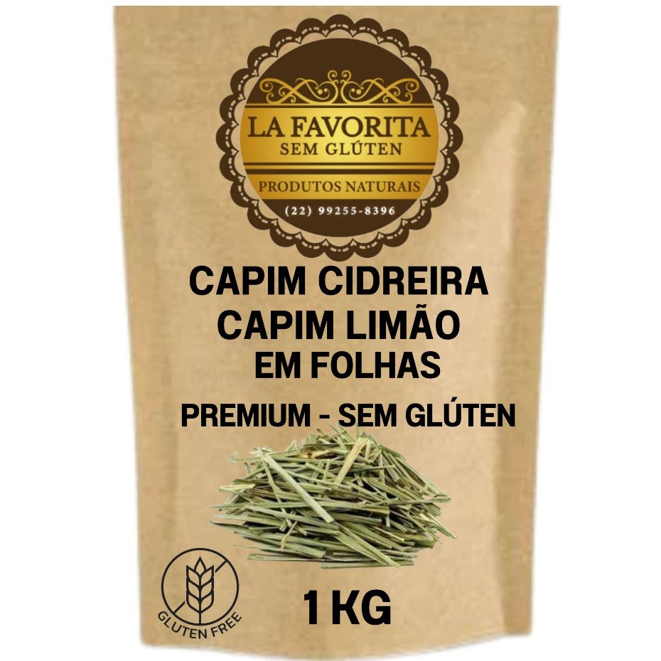 Capim Cidreira 1 KG em Folhas p/ Chá -Capim Limão - Capim Santo - Sem Glúten