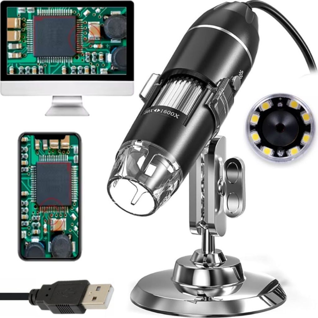 Microscópio USB Digital Câmera Zoom 1600x HD Lente Para Celular Notebook PC