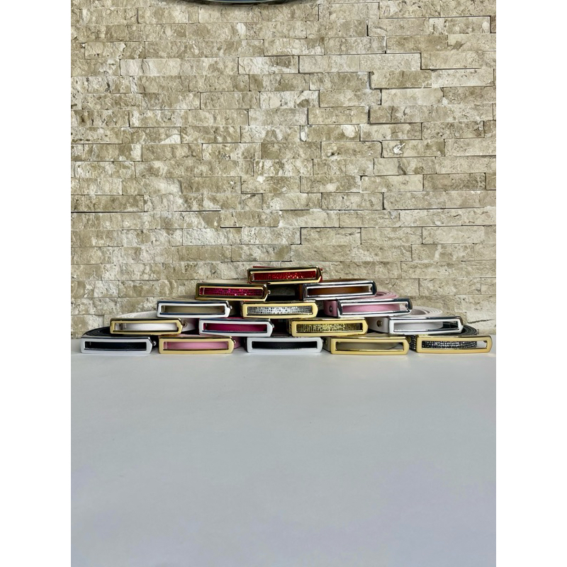 Cinto Fino Social Fivela Retangular Várias Cores e com Glitter Moda em Oferta na Shopee