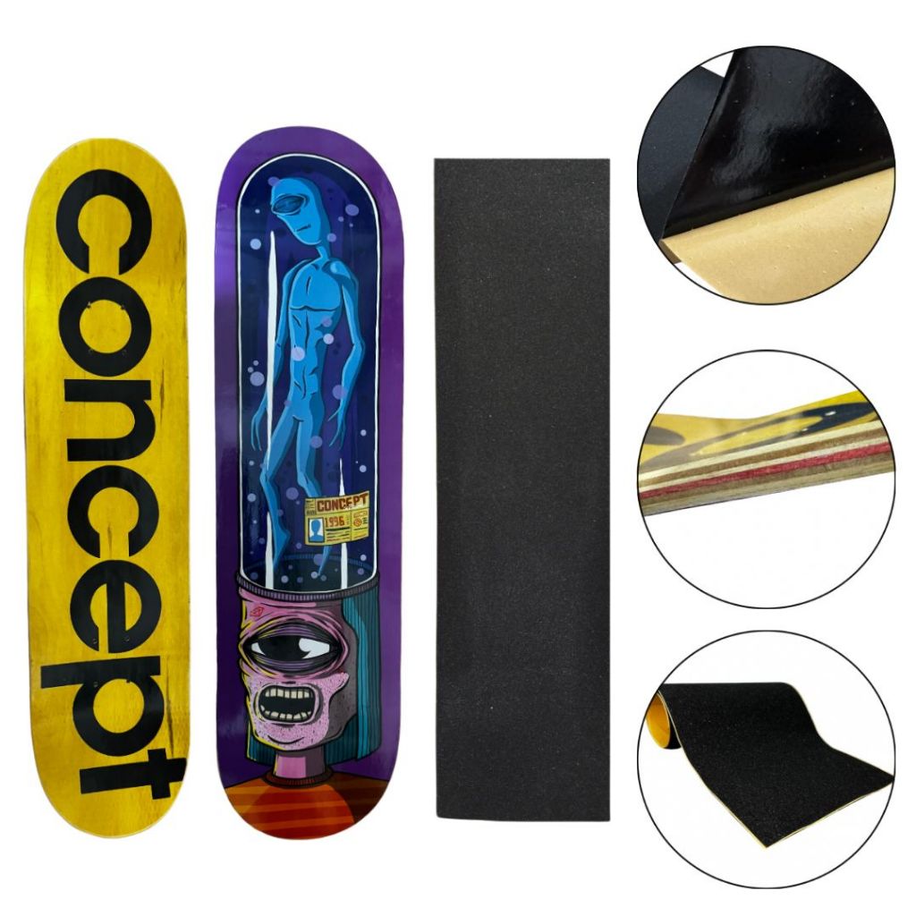 Shape De Skate Profissional Com Lixa Emborrachada - Concept Skateboards