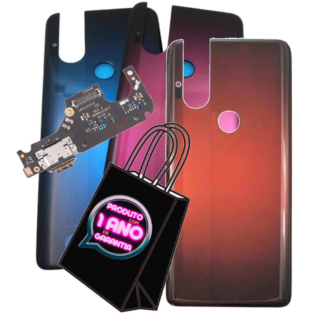 Tampa Traseira Fundo Compatível Moto One Hyper XT2027 + Placa Conector + Ci de Carga Rápida!