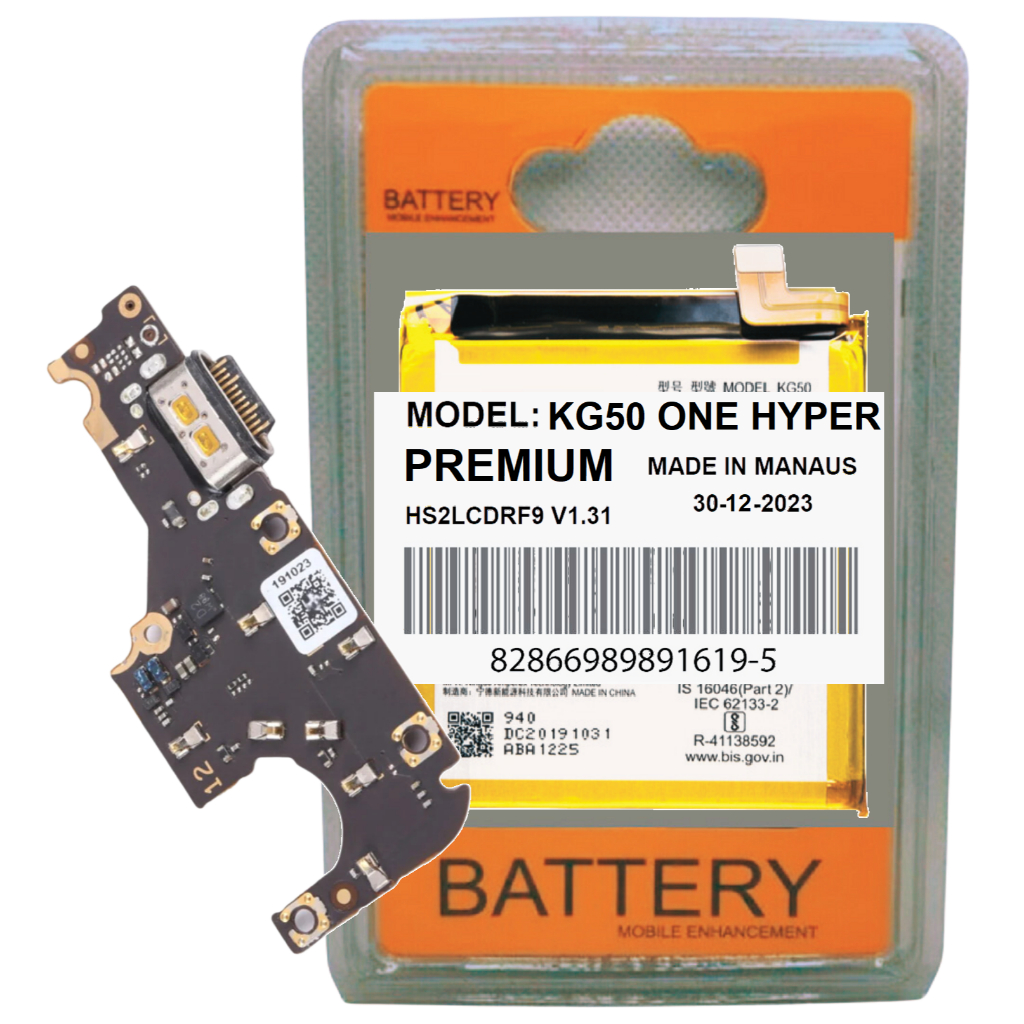 Kit Battria + Placa Carga Compatível Moto One Hyper XT2027 Entrada Cabo Carregador Usb!