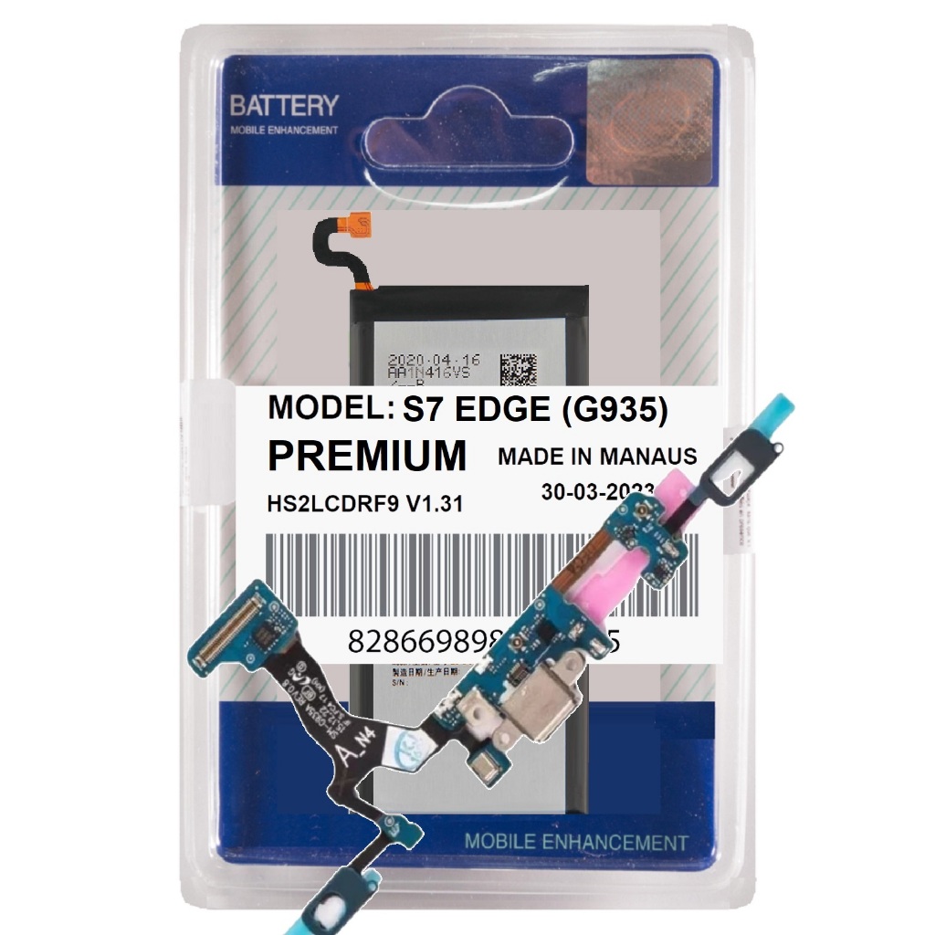 Kit Battria + Flex Conector Carga Compatível Com Galaxy S7 Edge G935f + Carregamento Rápido!