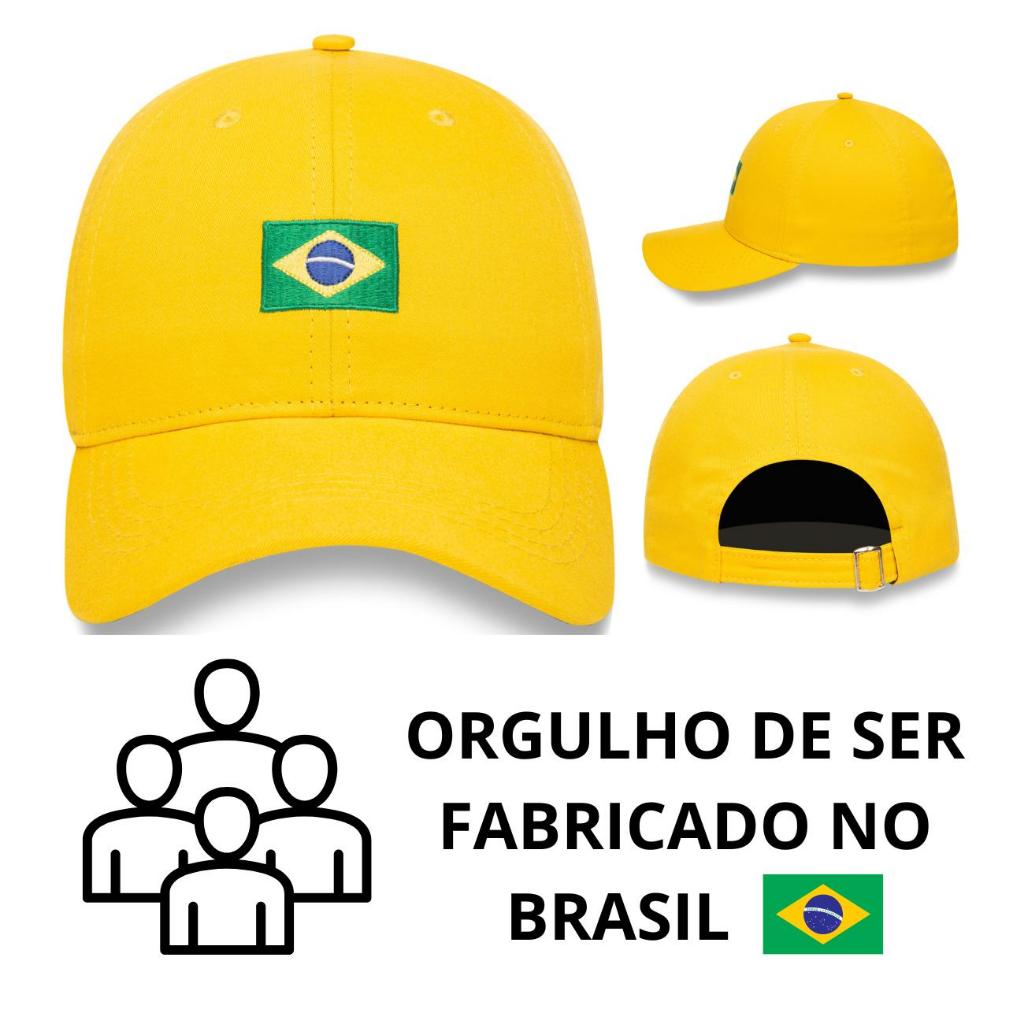 Boné BRASIL Bandeira Seleção Mapa Básico Bordado Aba Curva Dad Hat