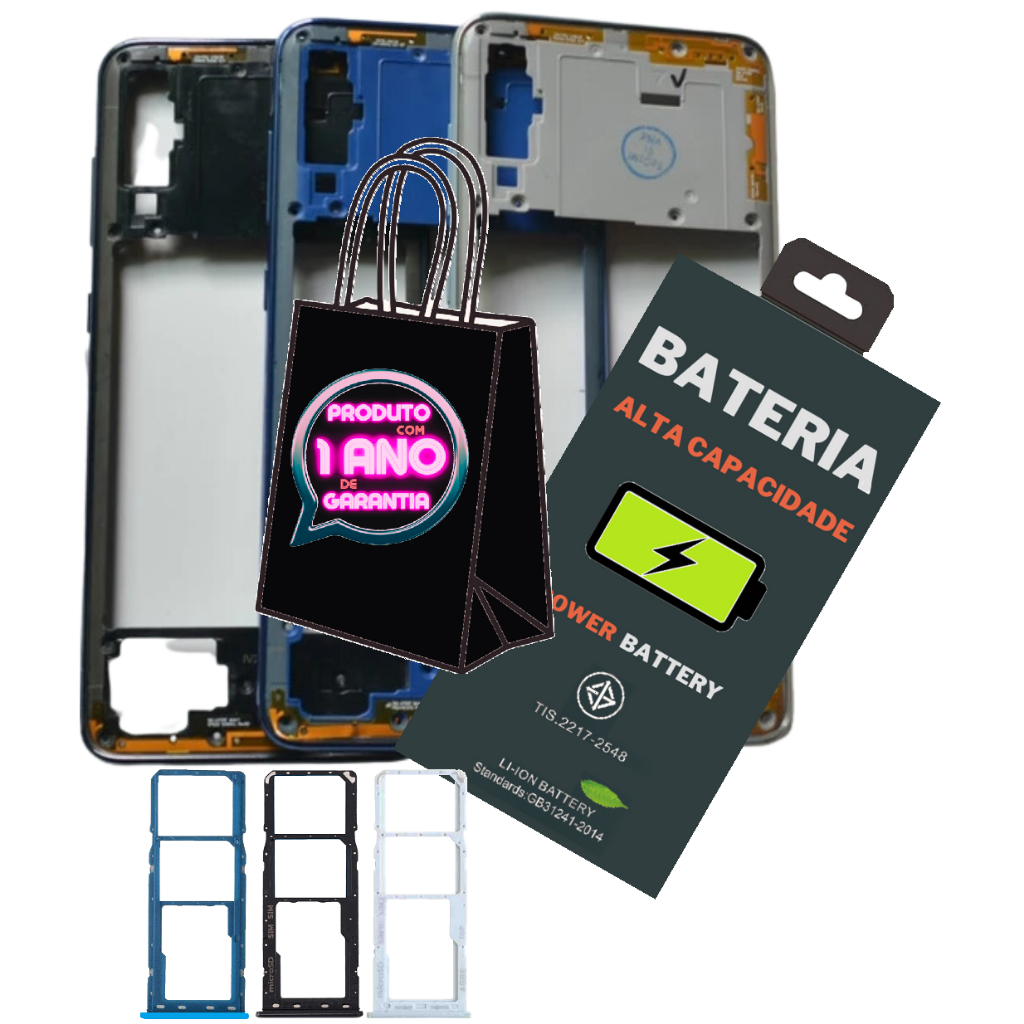 Battria Premium Compatível Galaxy A70 A705m + Aro Lateral Com Gaveta Chip + Com Botões!