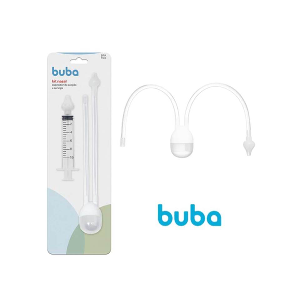 KIT Lavagem Nasal Aspirador de Sucção e Seringa Buba