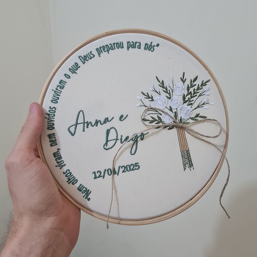 Porta Alianças Bastidor Bordado - Floral Rústico em Oferta na Shopee