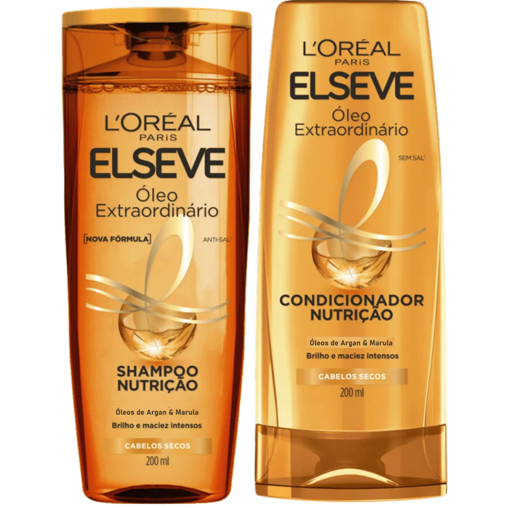 Kit Shampoo e Condicionador 200ml Óleo Extraordinário Nutrição Intensa Elseve Argan & Marula