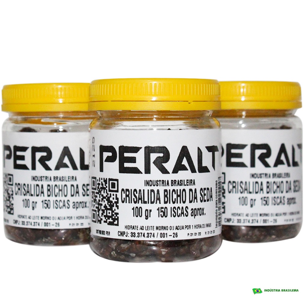 Kit 3 Isca Natural Crisalida Desidratada Bicho Seda