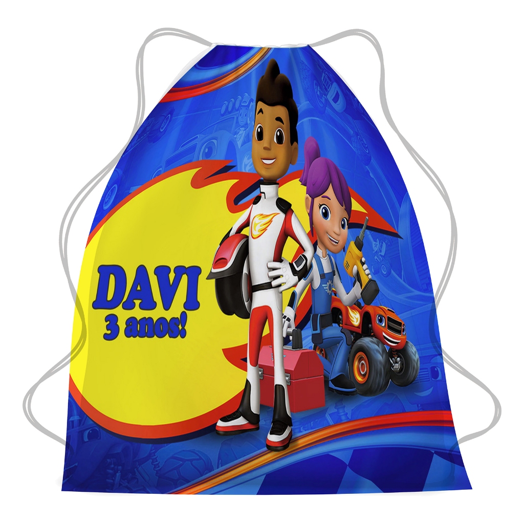 Mochilinha Personalizada Sacolinha Saco Bolsa Bolsinha Mochila Aniversario Lembrancinha blaze and the monster machines