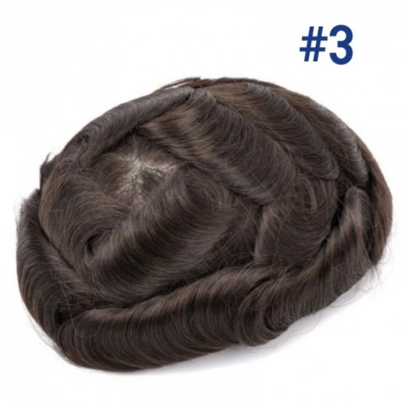 Prótese Capilar Masculina Híbrida #3 20x25 Austrália Transpiravel/Resistente Em nó Duplo