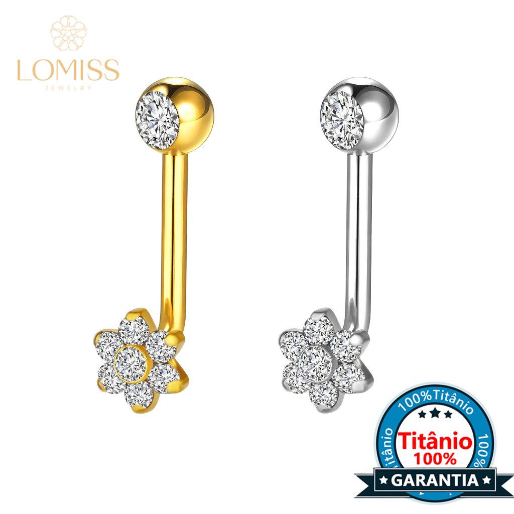 Piercing christina Titânio Pvd Intimo Flor Zircônia Cravejada em Oferta na Shopee
