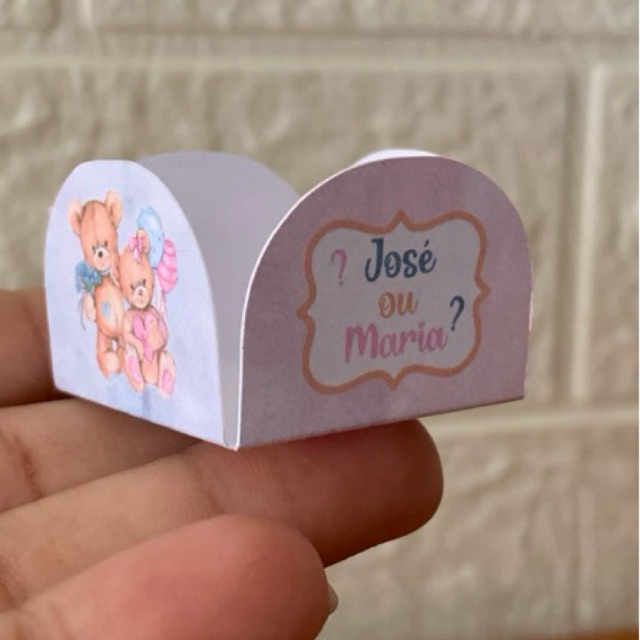 Forminha para brigadeiro personalizada Chá Revelação Ursinhos
